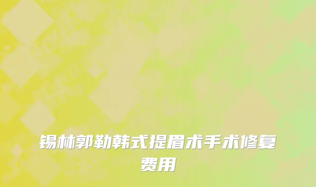 锡林郭勒韩式提眉术手术修复费用