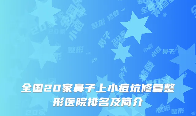 全国20家鼻子上小痘坑修复整形医院排名及简介