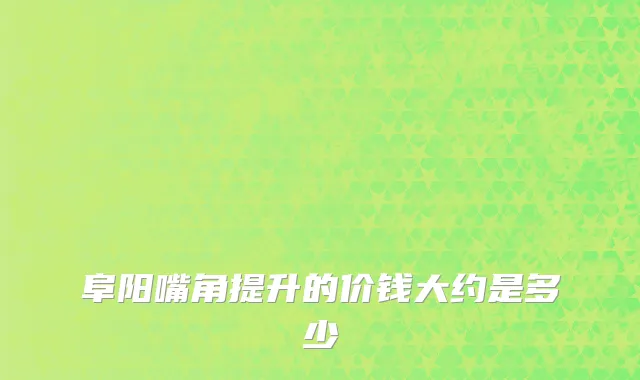 阜阳嘴角提升的价钱大约是多少