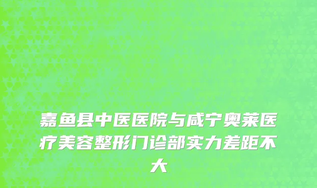 嘉鱼县中医医院与咸宁奥莱医疗美容整形门诊部实力差距不大