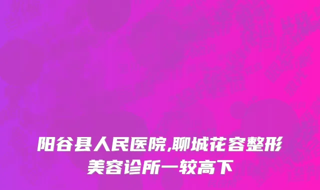 阳谷县人民医院,聊城花容整形美容诊所一较高下