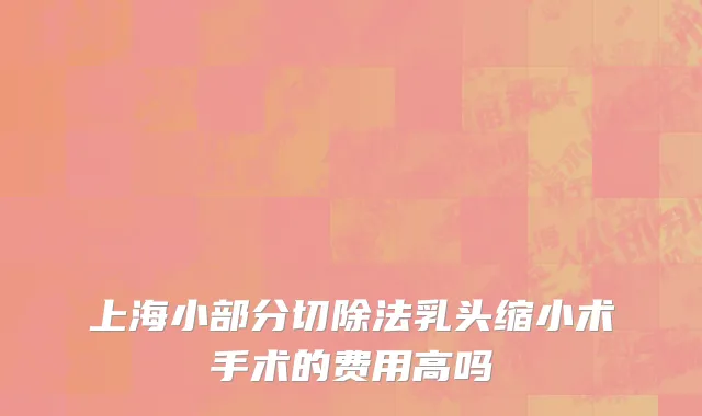 上海小部分切除法乳头缩小术手术的费用高吗