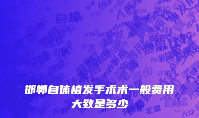 邯郸自体植发手术术一般费用大致是多少