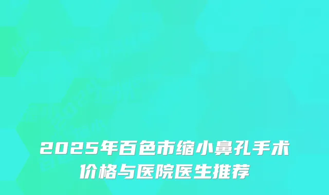2025年百色市缩小鼻孔手术价格与医院医生推荐