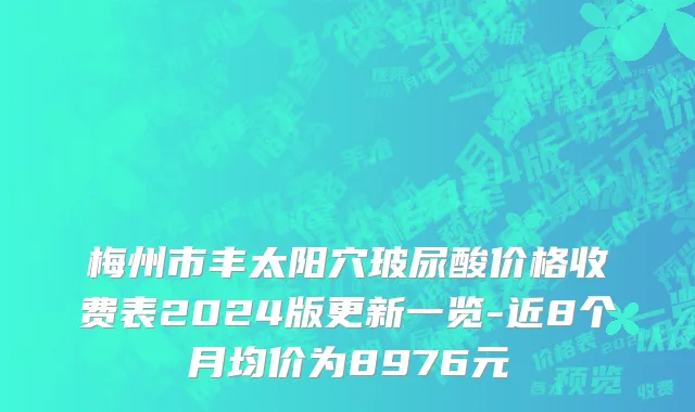 梅州市丰太阳穴玻尿酸价格收费表2024版更新一览-近8个月均价为8976元