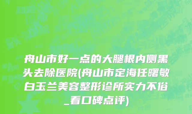 舟山市好一点的大腿根内侧黑头去除医院(舟山市定海任曙敏白玉兰美容整形诊所实力不俗_看口碑点评)