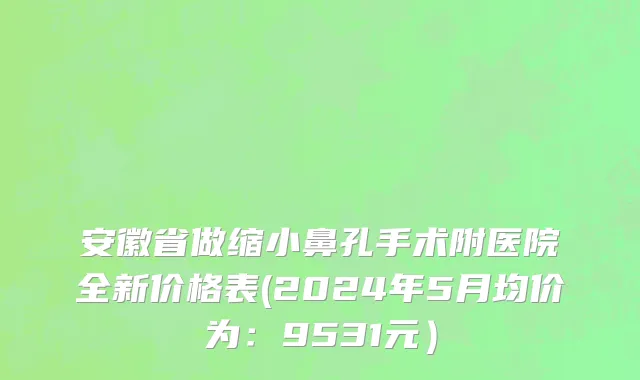 安徽省做缩小鼻孔手术附医院全新价格表(2024年5月均价为：9531元）