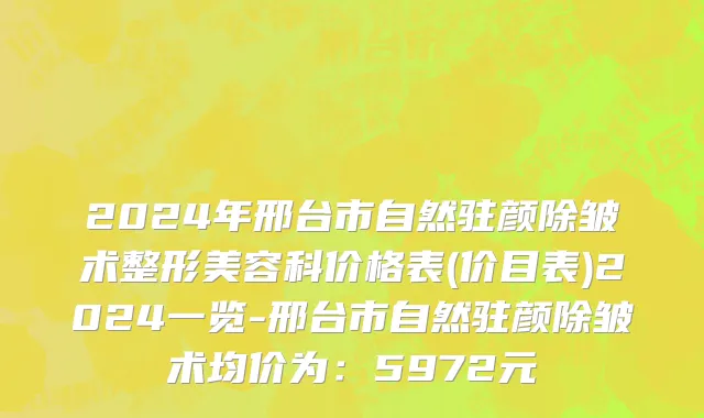 2024年邢台市自然驻颜除皱术整形美容科价格表(价目表)2024一览-邢台市自然驻颜除皱术均价为：5972元