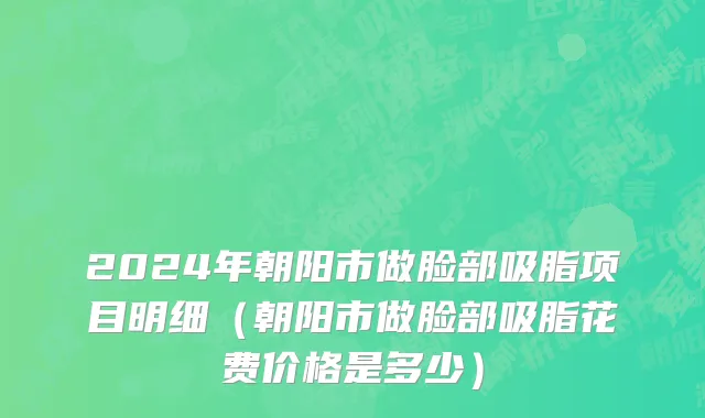 2024年朝阳市做脸部吸脂项目明细（朝阳市做脸部吸脂花费价格是多少）