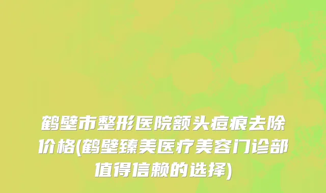 鹤壁市整形医院额头痘痕去除价格(鹤壁臻美医疗美容门诊部值得信赖的选择)