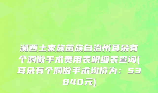 湘西土家族苗族自治州耳朵有个洞做手术费用表明细表查询(耳朵有个洞做手术均价为：53840元)