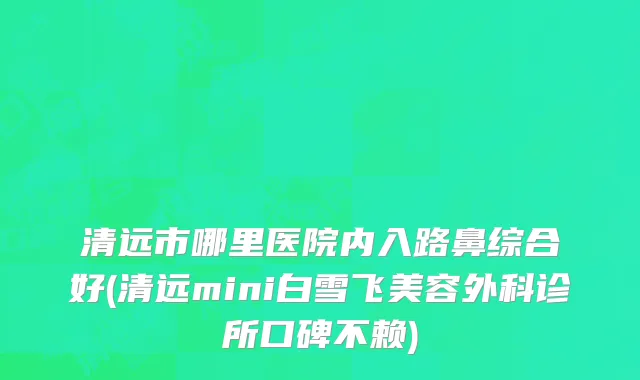 清远市哪里医院内入路鼻综合好(清远mini白雪飞美容外科诊所口碑不赖)