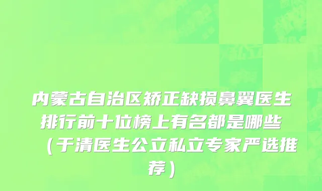 内蒙古自治区矫正缺损鼻翼医生排行前十位榜上有名都是哪些（于清医生公立私立专家严选推荐）