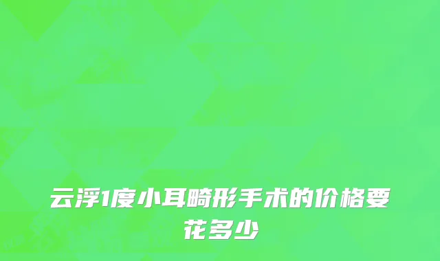 云浮1度小耳畸形手术的价格要花多少