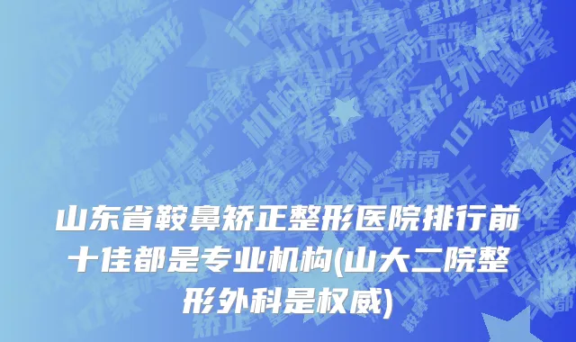 山东省鞍鼻矫正整形医院排行前十佳都是专业机构(山大二院整形外科是权威)