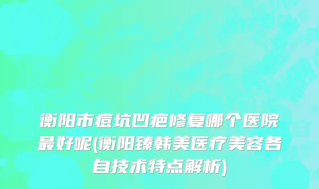 衡阳市痘坑凹疤修复哪个医院最好呢(衡阳臻韩美医疗美容各自技术特点解析)