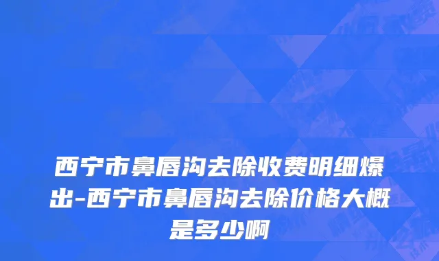 西宁市鼻唇沟去除收费明细爆出-西宁市鼻唇沟去除价格大概是多少啊