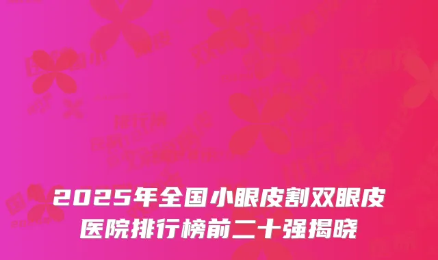 2025年全国小眼皮割双眼皮医院排行榜前二十强揭晓