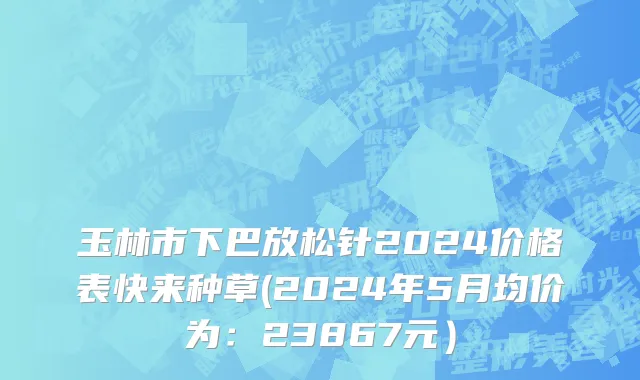 玉林市下巴放松针2024价格表快来种草(2024年5月均价为：23867元）