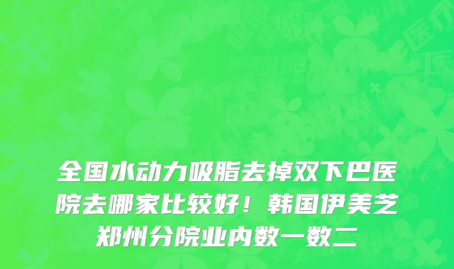 全国水动力吸脂去掉双下巴医院去哪家比较好!韩国伊美芝郑州分院业内数一数二