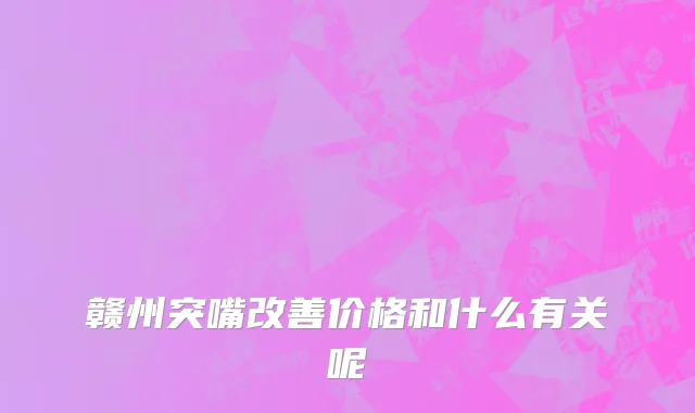 赣州突嘴改善价格和什么有关呢