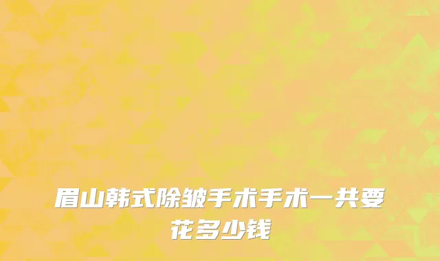 眉山韩式除皱手术手术一共要花多少钱