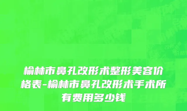 榆林市鼻孔改形术整形美容价格表-榆林市鼻孔改形术手术所有费用多少钱