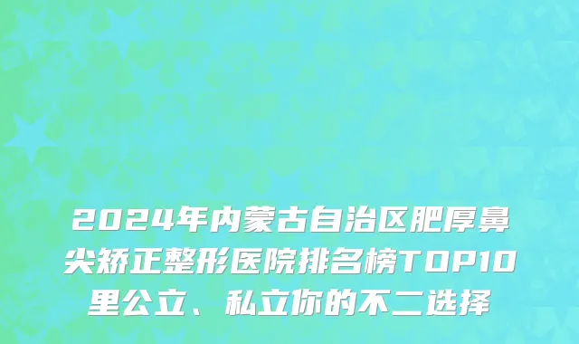 2024年内蒙古自治区肥厚鼻尖矫正整形医院排名榜TOP10里公立、私立你的不二选择