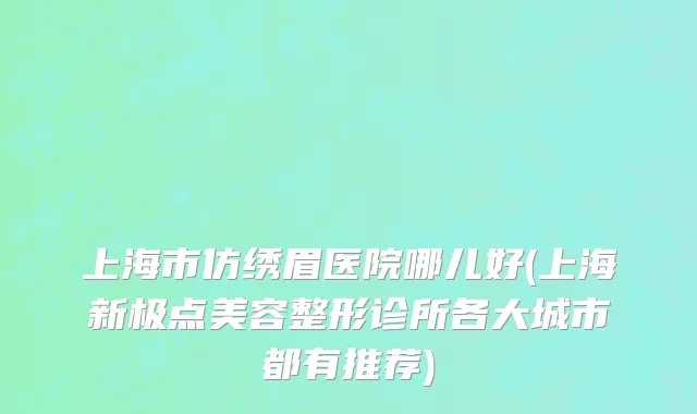 上海市仿绣眉医院哪儿好(上海新极点美容整形诊所各大城市都有推荐)