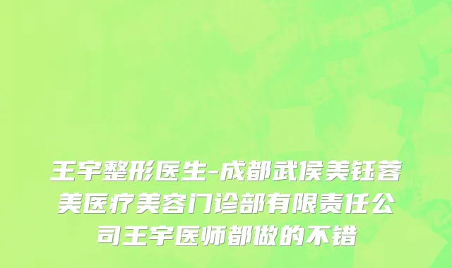 王宇整形医生-成都武侯美钰蓉美医疗美容门诊部有限责任公司王宇医师都做的不错