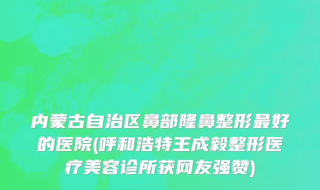 内蒙古自治区鼻部隆鼻整形最好的医院(呼和浩特王成毅整形医疗美容诊所获网友强赞)
