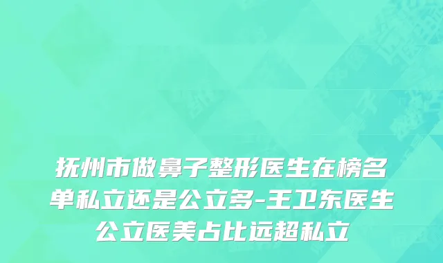 抚州市做鼻子整形医生在榜名单私立还是公立多-王卫东医生公立医美占比远超私立