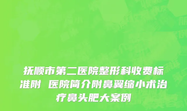 抚顺市第二医院整形科收费标准附 医院简介附鼻翼缩小术治疗鼻头肥大案例