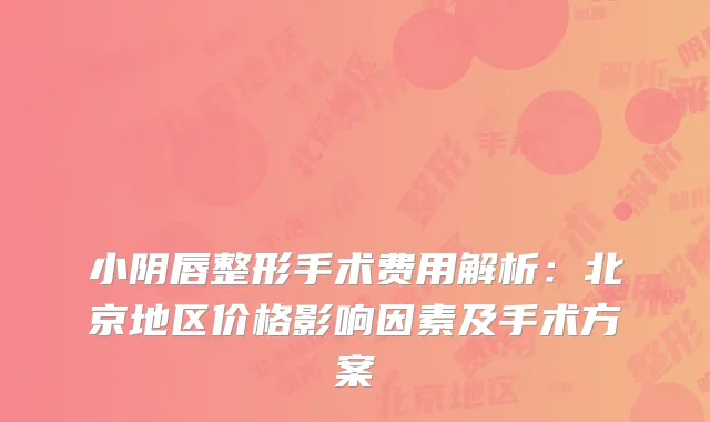 小阴唇整形手术费用解析：北京地区价格影响因素及手术方案