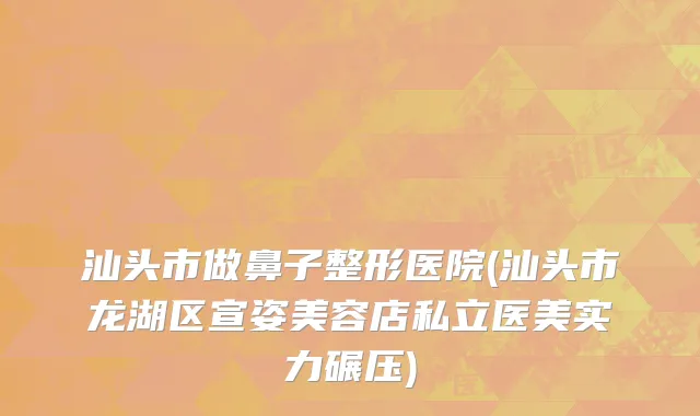汕头市做鼻子整形医院(汕头市龙湖区宣姿美容店私立医美实力碾压)