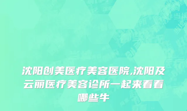 沈阳创美医疗美容医院,沈阳及云丽医疗美容诊所一起来看看哪些牛