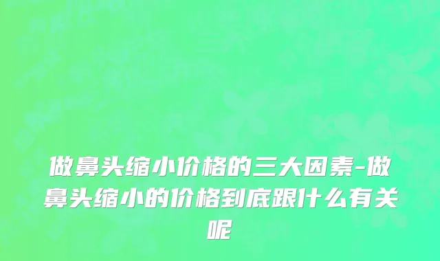 做鼻头缩小价格的三大因素-做鼻头缩小的价格到底跟什么有关呢