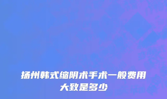 扬州韩式缩阴术手术一般费用大致是多少