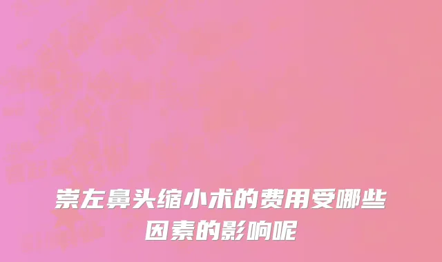 崇左鼻头缩小术的费用受哪些因素的影响呢
