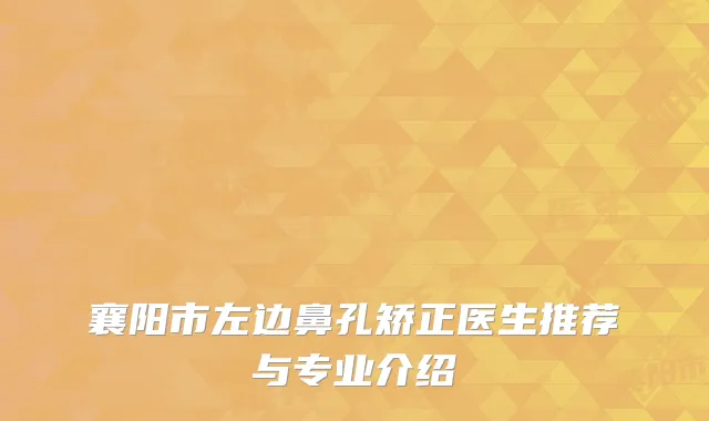襄阳市左边鼻孔矫正医生推荐与专业介绍