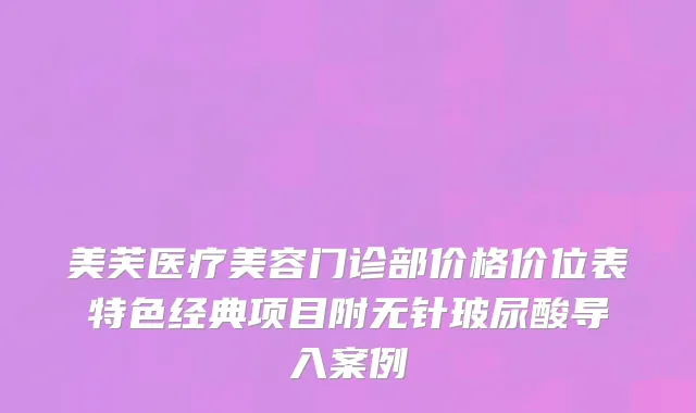 美芙医疗美容门诊部价格价位表特色经典项目附无针玻尿酸导入案例