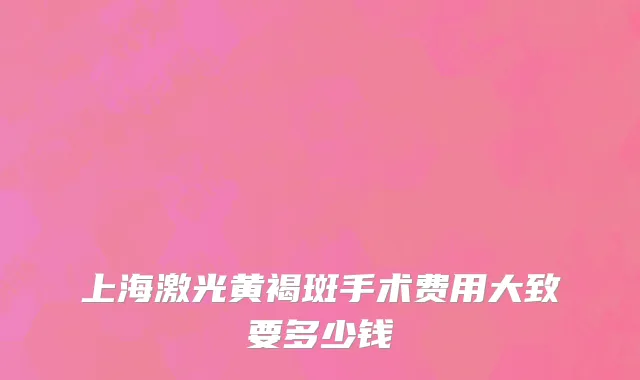 上海激光黄褐斑手术费用大致要多少钱