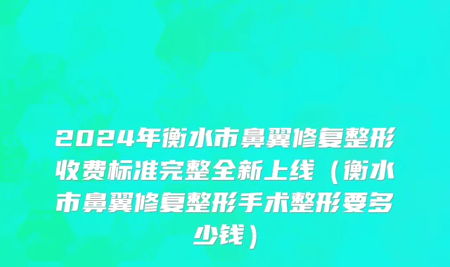 2024年衡水市鼻翼修复整形收费标准完整全新上线（衡水市鼻翼修复整形手术整形要多少钱）