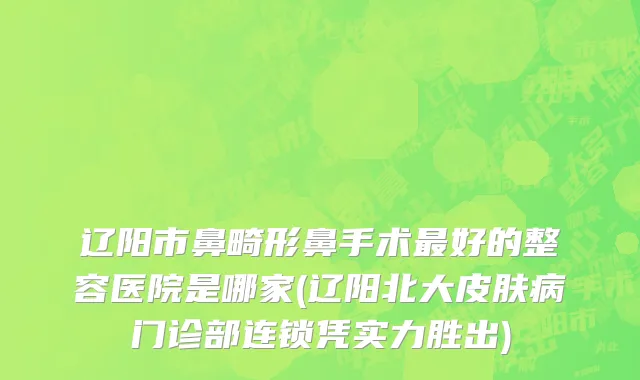 辽阳市鼻畸形鼻手术最好的整容医院是哪家(辽阳北大皮肤病门诊部连锁凭实力胜出)