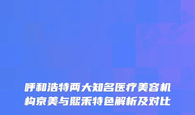 呼和浩特两大知名医疗美容机构京美与熙禾特色解析及对比