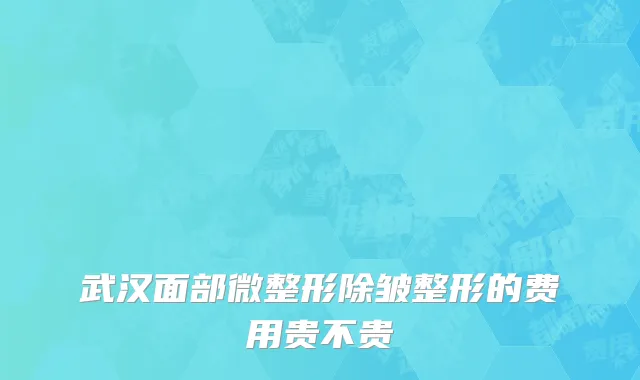 武汉面部微整形除皱整形的费用贵不贵