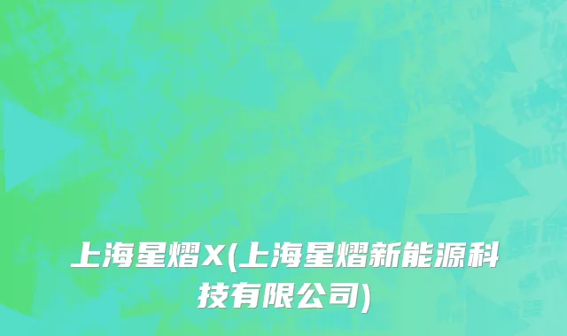 上海星熠X(上海星熠新能源科技有限公司)