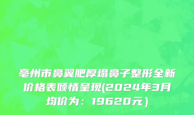 亳州市鼻翼肥厚塌鼻子整形全新价格表倾情呈现(2024年3月均价为：19620元）