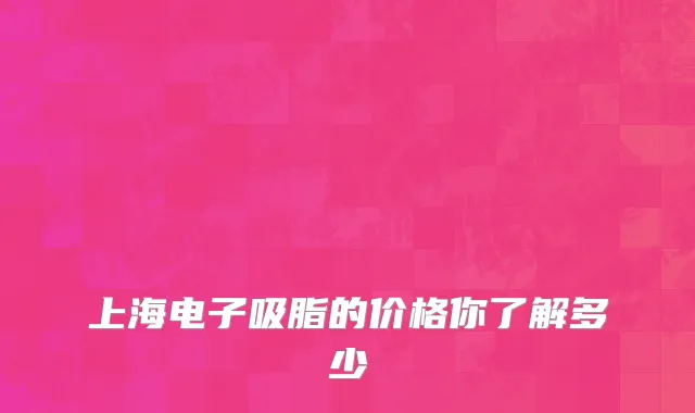 上海电子吸脂的价格你了解多少