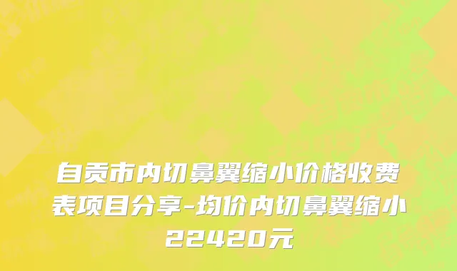 自贡市内切鼻翼缩小价格收费表项目分享-均价内切鼻翼缩小22420元